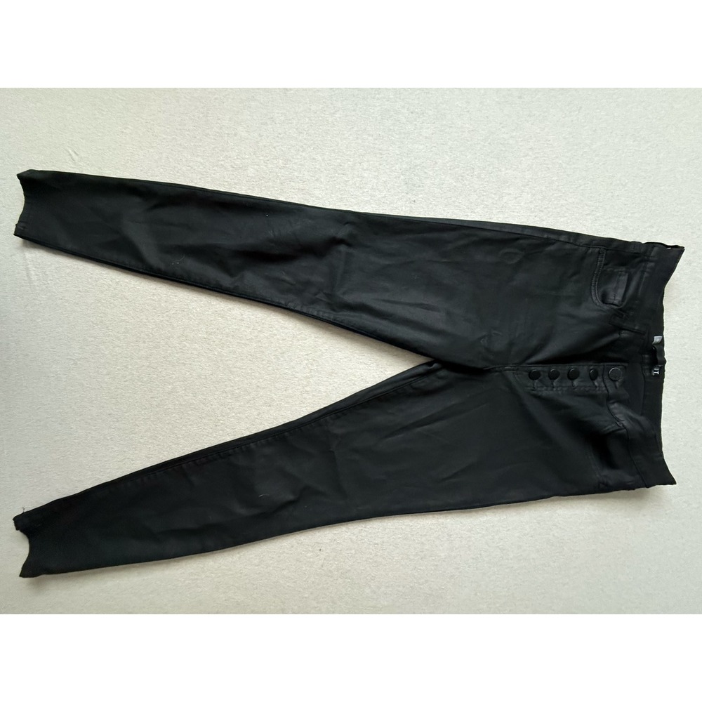 KUT from the Kloth Black Coated Skinny Jeans Button Fly Size 10 High Rise